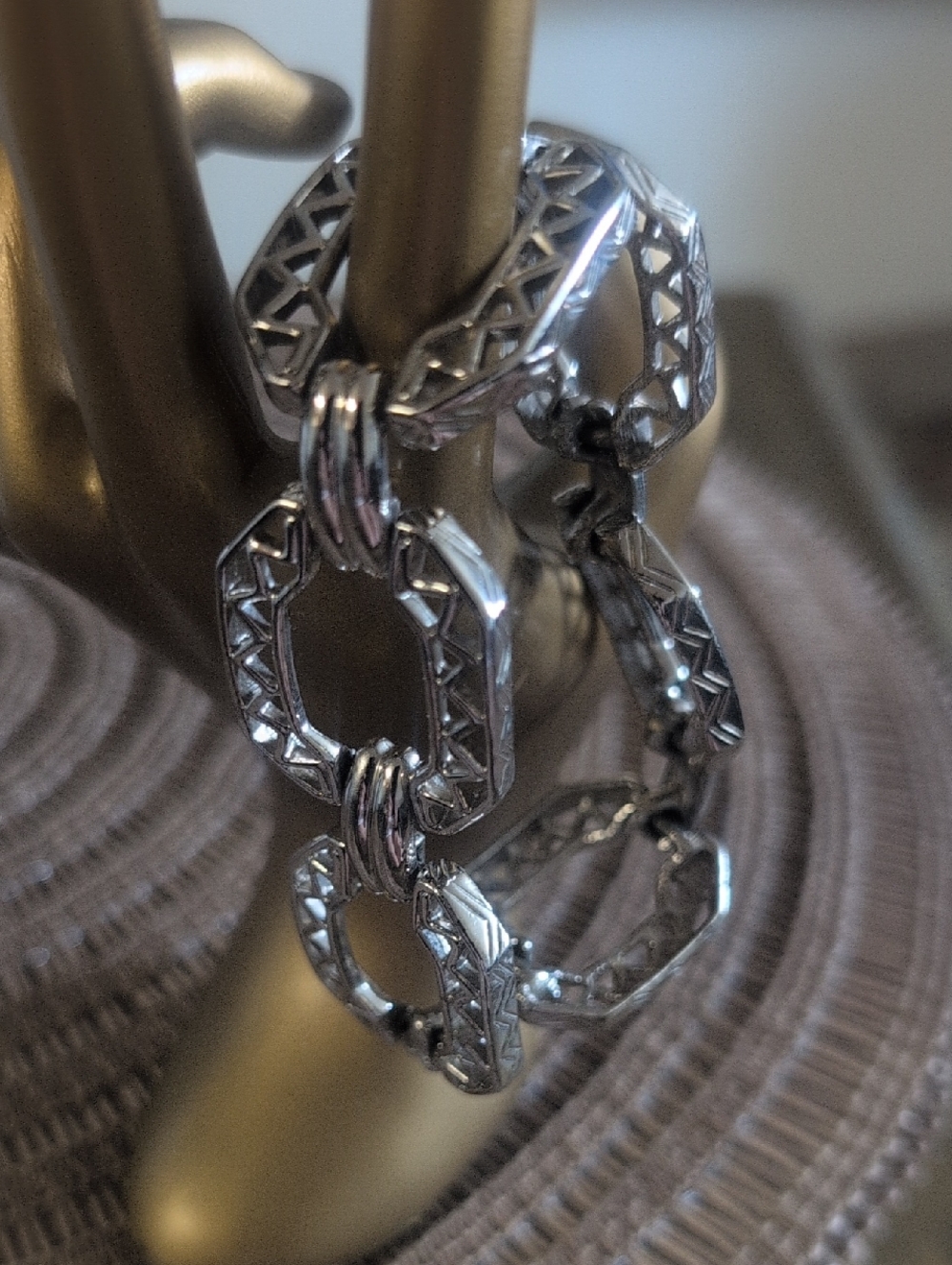 VTG Monet Silvertone  Linked Geometric Bracelet - Women Jewelry